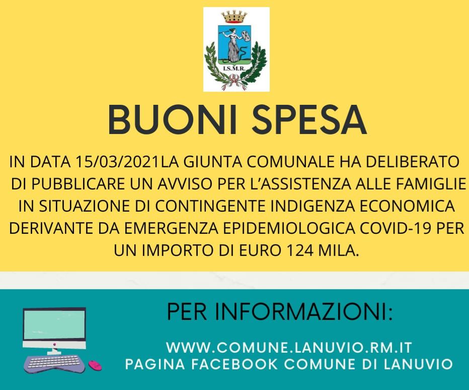 Coronavirus, la Giunta di Lanuvio ha deliberato due misure economiche a sostegno di famiglie e attività turistiche
