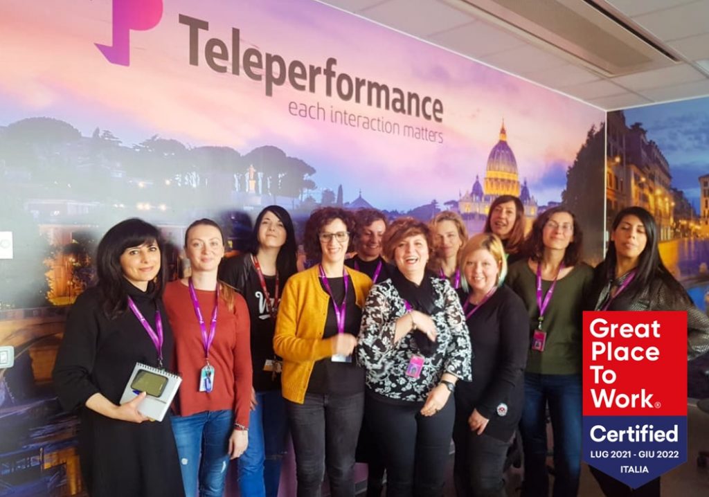 Aziende, Teleperformance Italia certificata Great Place to Work 2021