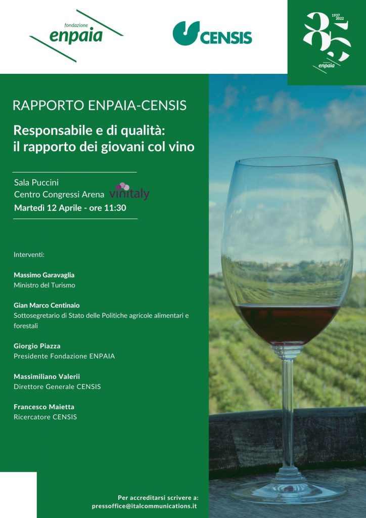 Presentazione del Rapporto Enpaia-Censis “Responsabile e di qualità: il Rapporto dei giovani col vino”