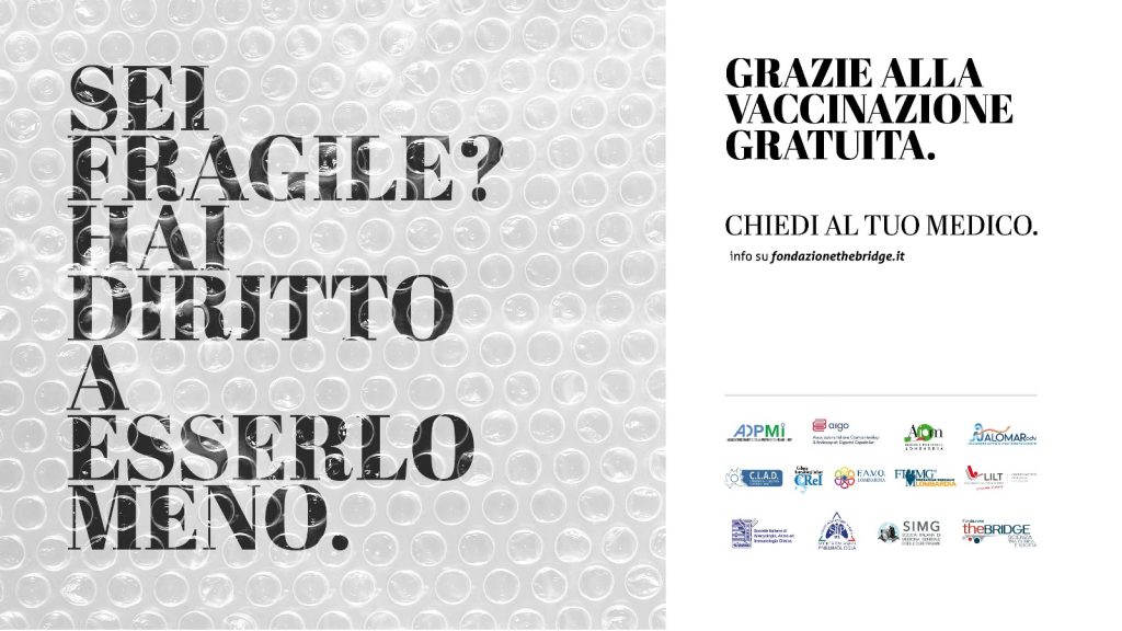 Fondazione The Bridge e Regione Lombardia, vaccinazioni nei pazienti fragili è opportunità di salute