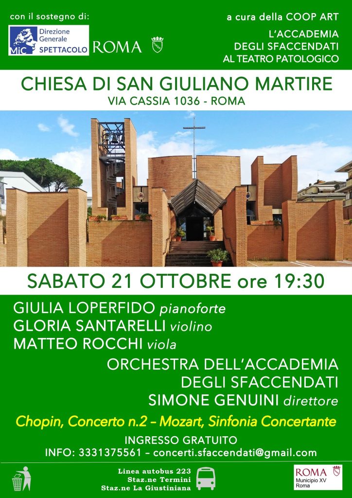 Roma, secondo appuntamento progetto “L’Accademia degli Sfaccendati al Teatro Patologico” con Chopin e Mozart