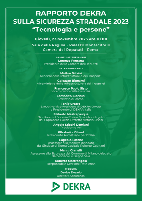 Roma, giovedì alla Camera il Rapporto DEKRA sulla sicurezza stradale 2023 “Tecnologia e persone”