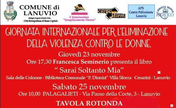 A Lanuvio due giorni dedicati al contrasto della violenza contro le donne