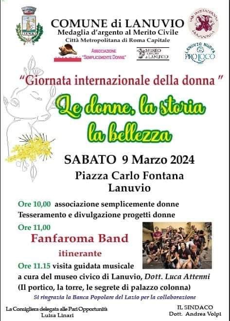 Lanuvio, Sabato 9 marzo l’evento “La Donna, la storia, la bellezza”