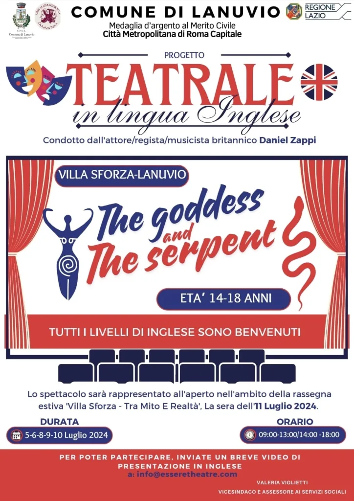 Cultura, a Lanuvio il progetto “The Goddes and the Serpent” diretto da Daniel Zappi