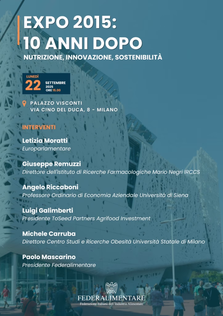 Alimentazione. A Milano, lunedì 22 settembre, convegno Federalimentare
