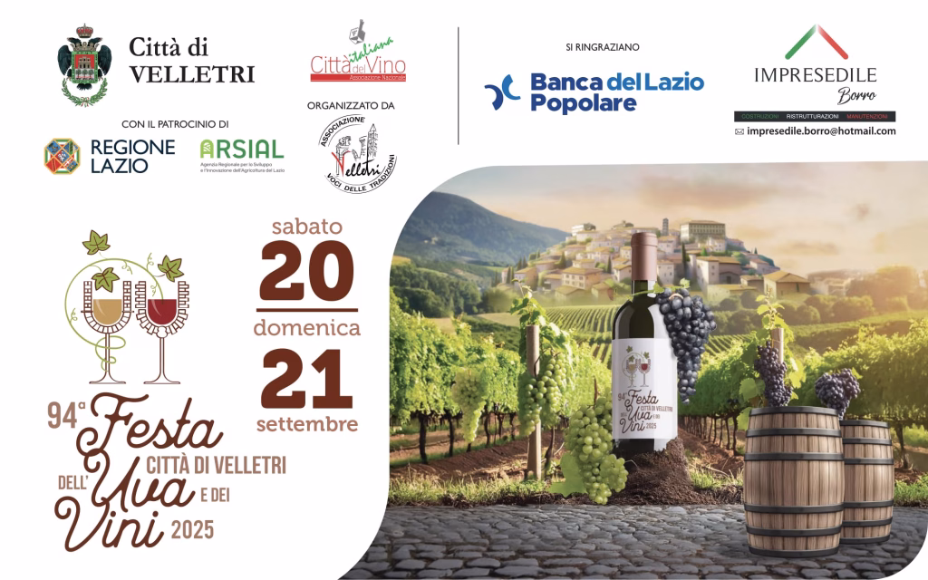 Velletri, sabato 20 e domenica 21 settembre la 94esima Festa dell’Uva, dei Vini e del territorio