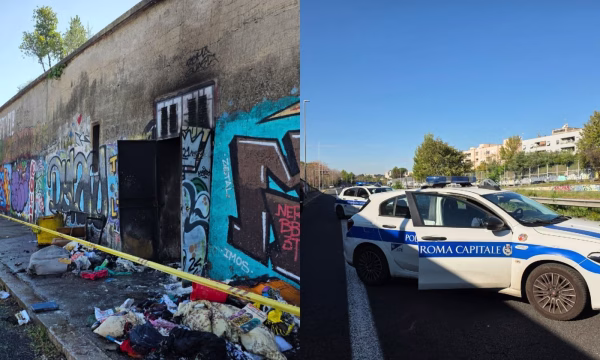 Cabina elettrica in fiamme a Roma