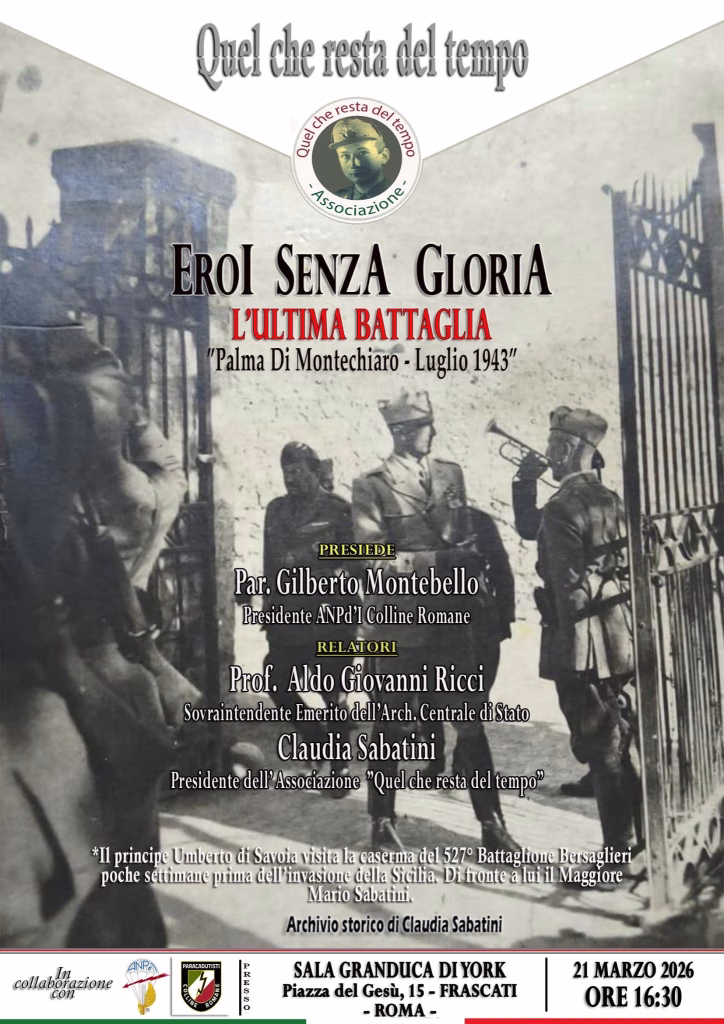 Frascati sabato 21 marzo alle 16:30 convention in sala vescovile sul tema ” Eroi senza gloria”