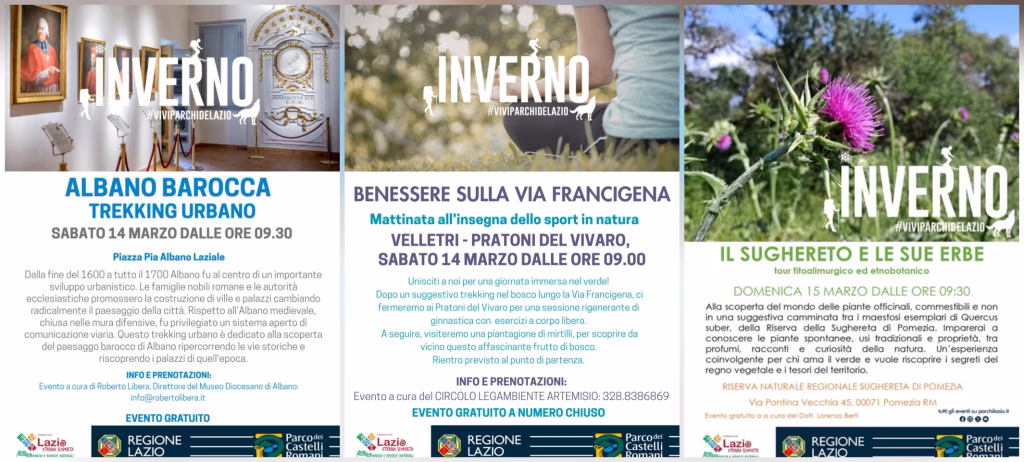 Gli eventi gratuiti del fine settimana al Parco dei Castelli : Tra Albano, Velletri e Pomezia
