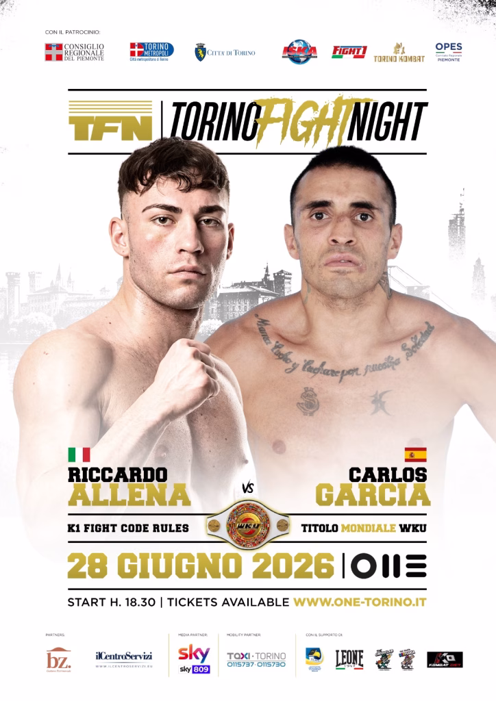 Torino capitale del K-1: il torinese Riccardo Allena all’assalto del Titolo Mondiale WKU contro il veterano Carlos Garcia