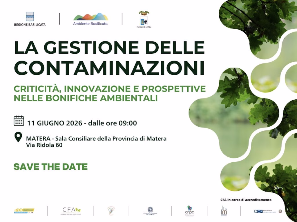 Domani a Matera il convegno nazionale “La gestione delle contaminazioni: criticità, innovazione e prospettive nelle bonifiche ambientali”