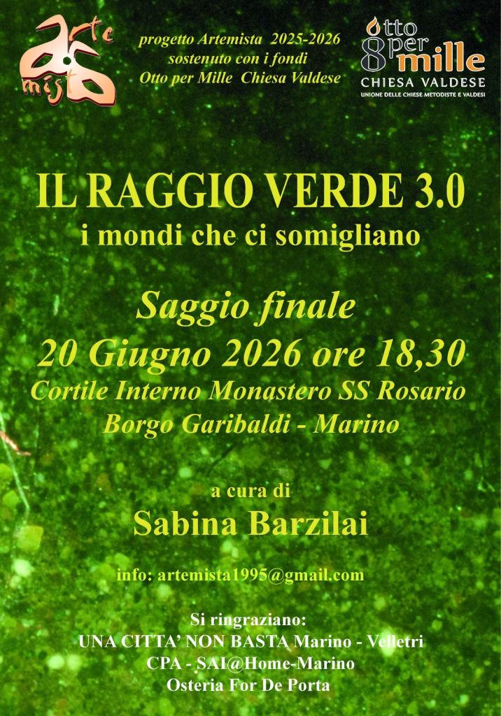 Il RAGGIO VERDE 3.0 si conclude con un Saggio finale Tema scelto quest’anno: il legame con la terra Il progetto è sostenuto dai fondi Otto Per Mille della Chiesa Valdese