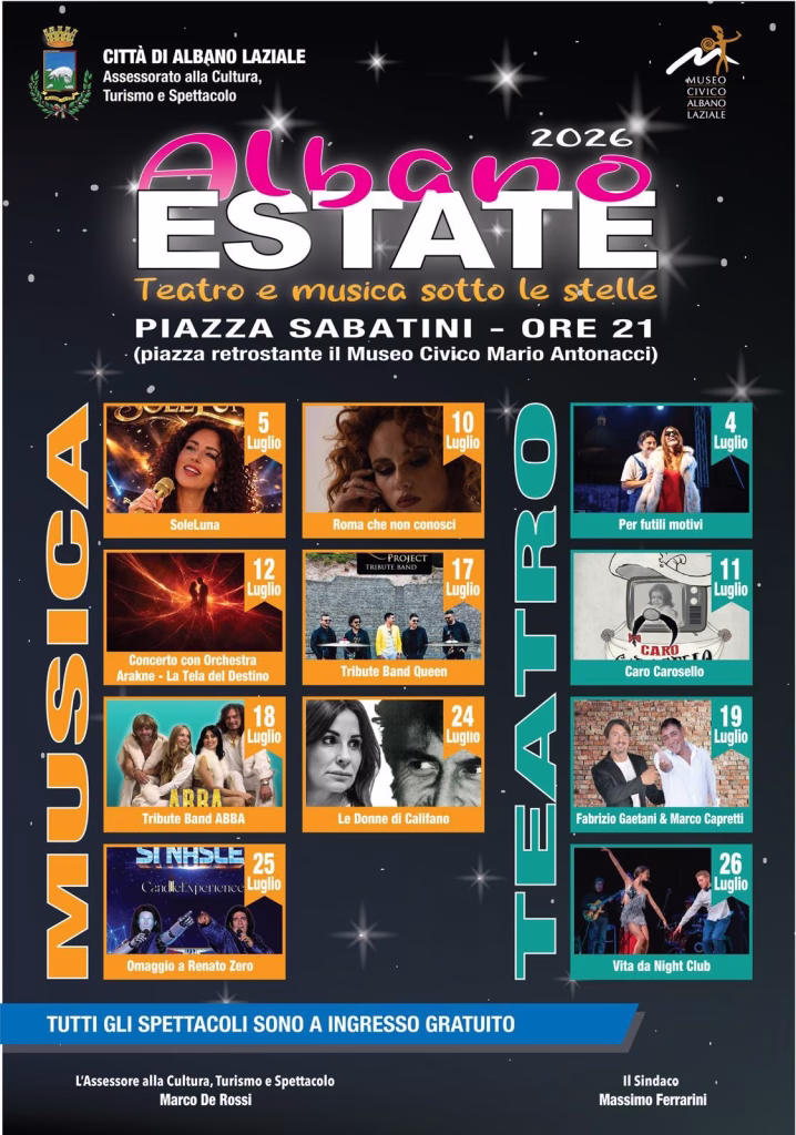Si accende l’estate di Albano con Teatro e Musica Sotto le Stelle