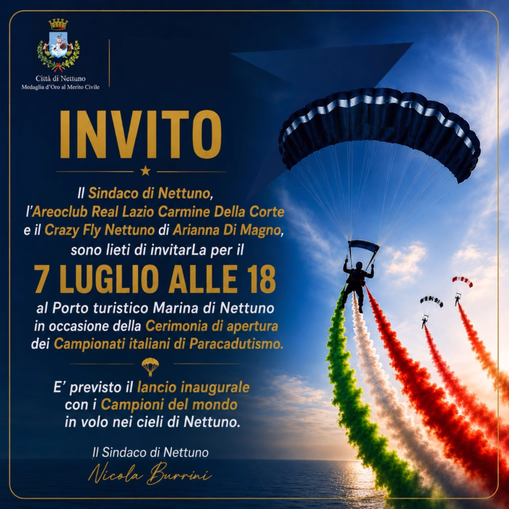 Campionato Italiano Assoluto di Paracadutismo Sportivo – Discipline Classiche dal 7 al 12 luglio – Nettuno