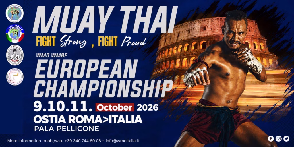 DAL 9 ALL’11 OTTOBRE, AL PALAPELLICONE DI OSTIA, I CAMPIONATI EUROPEI WMO DI MUAY THAI.